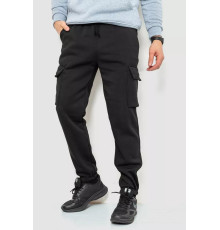 Спорт штани чоловічі карго на флісі, колір чорний, 241R0651