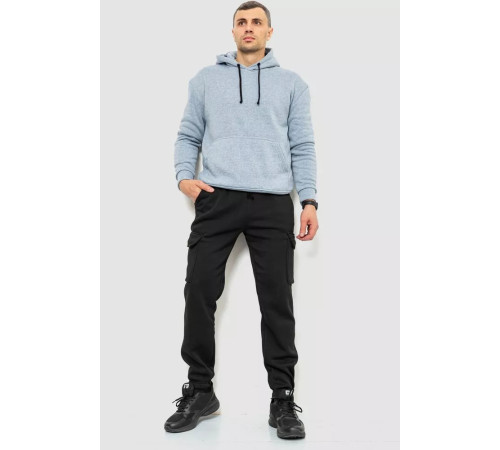Спорт брюки мужские карго на флисе, цвет черный, 241R0651