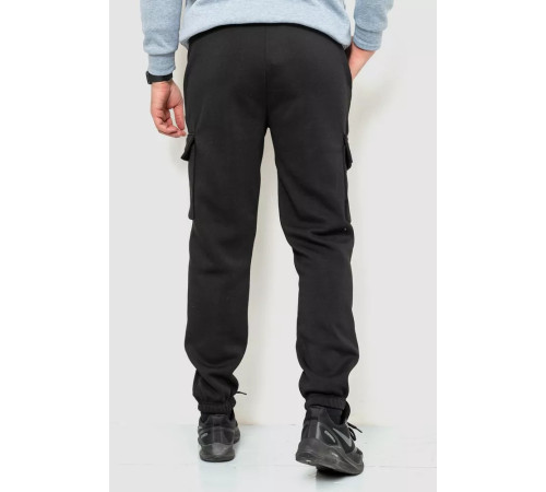 Спорт брюки мужские карго на флисе, цвет черный, 241R0651