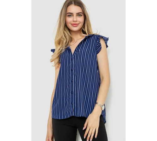 Блуза в смужку, колір синій, 244R193