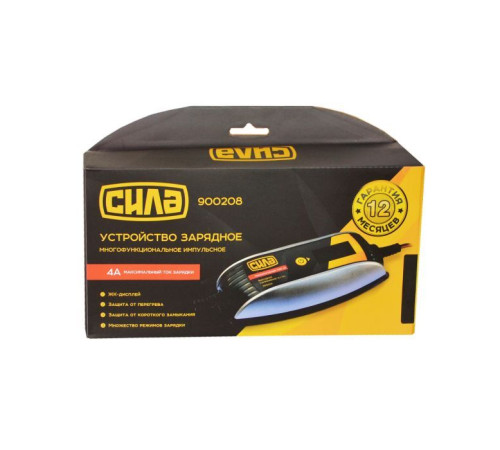 Зарядний пристрій для автомобільного акумулятора СИЛА цифровий імпульсивний 4А 6/12 В (900208)