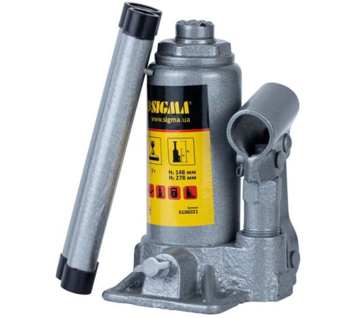 Домкрат Sigma гідравлічний пляшковий 2т H 148-278мм (6106021)