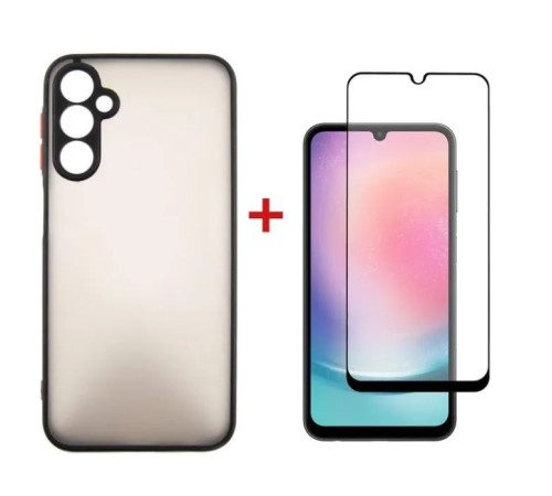Чохол до мобільного телефона Dengos Kit for Samsung Galaxy A24 case + glass (Black) (DG-KM-15)