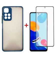 Чохол до мобільного телефона Dengos Kit for Xiaomi Redmi Note 11 Pro case + glass (Blue) (DG-KM-31)