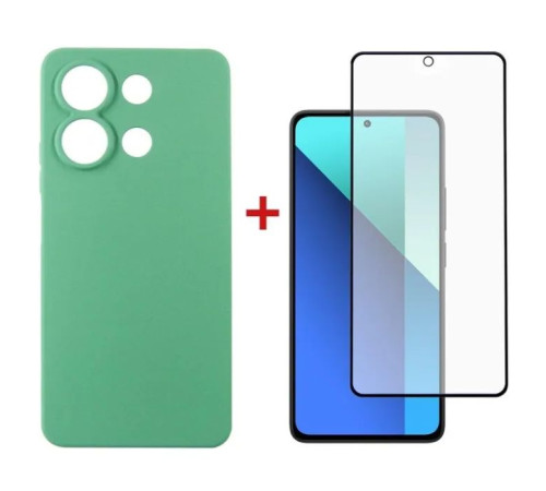 Чохол до мобільного телефона Dengos Kit for Xiaomi Redmi Note 13 4G case + glass (Mint) (DG-KM-62)