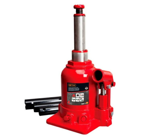 Домкрат GTM гідравлічний пляшковий 4т (150-370мм) двохштоковий (TF0402)