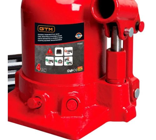 Домкрат GTM гідравлічний пляшковий 4т (150-370мм) двохштоковий (TF0402)
