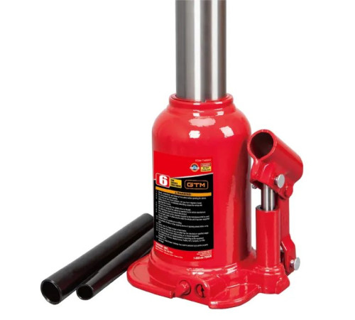 Домкрат GTM гідравлічний пляшковий 6т (215-485 мм) двохштоковий (TF0602)