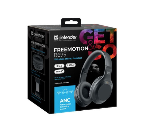 Навушники Defender FreeMotion B695 Bluetooth ANC Black (63695)