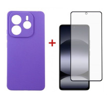 Чехол для мобильного телефона Dengos Kit Xiaomi Redmi Note 14 case Carbon + glass (Purple) (DG-KM-129)