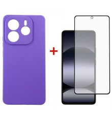 Чохол до мобільного телефона Dengos Kit Xiaomi Redmi Note 14 case Carbon + glass (Purple) (DG-KM-129)
