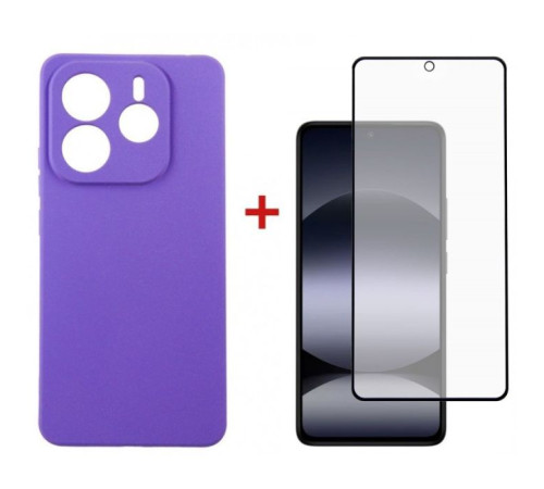 Чохол до мобільного телефона Dengos Kit Xiaomi Redmi Note 14 case Carbon + glass (Purple) (DG-KM-129)