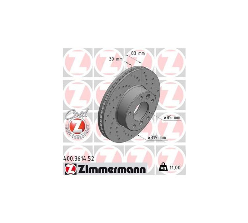 Тормозной диск ZIMMERMANN 400.3614.52