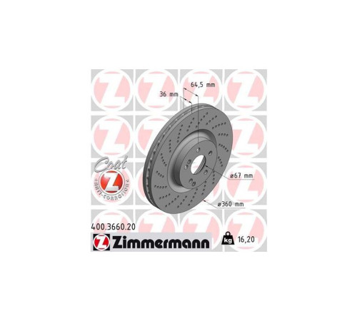Гальмівний диск ZIMMERMANN 400.3660.20