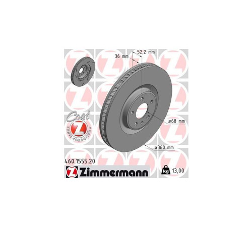 Гальмівний диск ZIMMERMANN 460.1555.20