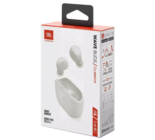 Навушники JBL Wave Buds TWS White (JBLWBUDSWHT)