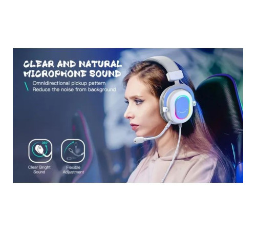 Навушники Fifine H6 RGB 7.1 White (H6W)