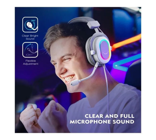 Навушники Fifine H6 RGB 7.1 White (H6W)