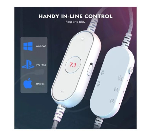 Навушники Fifine H6 RGB 7.1 White (H6W)