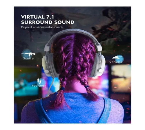 Навушники Fifine H6 RGB 7.1 White (H6W)