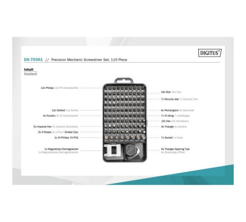 Набір інструментів Digitus Precision Screwdriver Set 115 (DA-70361)