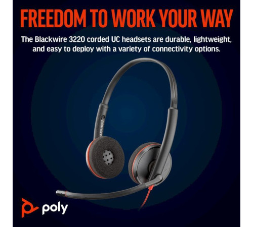 Навушники Poly Blackwire 3220 USB-A/C (8X228AA)