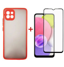 Чохол до мобільного телефона Dengos Kit for Samsung Galaxy A03 case + glass (Red) (DG-KM-23)