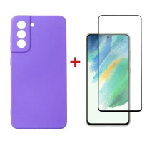 Чохол до мобільного телефона Dengos Kit for Samsung Galaxy S21 FE case + glass (Purple) (DG-KM-40)
