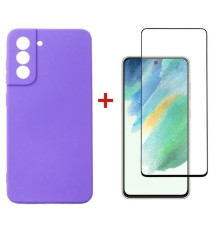 Чохол до мобільного телефона Dengos Kit for Samsung Galaxy S21 FE case + glass (Purple) (DG-KM-40)