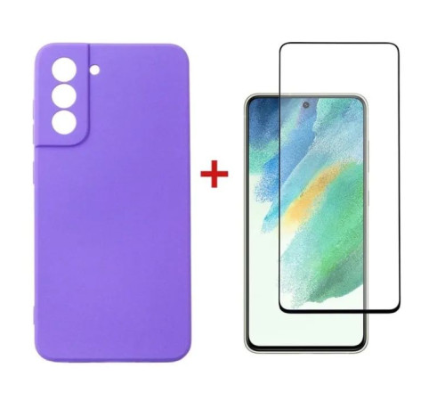 Чохол до мобільного телефона Dengos Kit for Samsung Galaxy S21 FE case + glass (Purple) (DG-KM-40)
