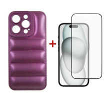 Чехол для мобильного телефона Dengos iPhone 15 Pro Case + Glass (Purple) (DG-KM-81)