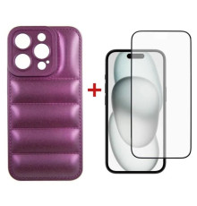 Чохол до мобільного телефона Dengos iPhone 15 Pro Case + Glass (Purple) (DG-KM-81)