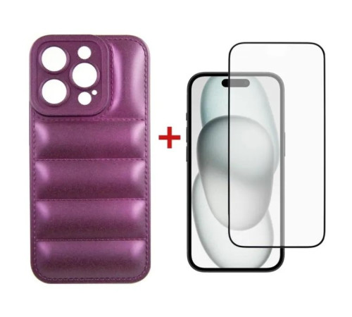 Чохол до мобільного телефона Dengos iPhone 15 Pro Case + Glass (Purple) (DG-KM-81)
