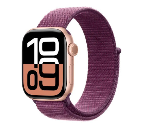Смарт-годинник Apple Watch Series 10 GPS 42mm Rose Gold Aluminium Case with Plum Sport Loop (MWWK3QH/A)