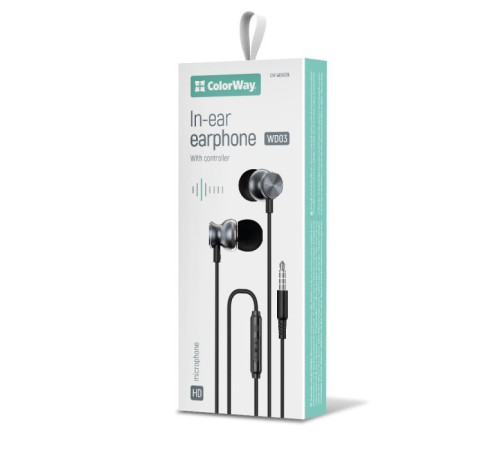 Наушники ColorWay 3.5 mm Wired Earphone UrbanBeat Black (CW-WD03BK)