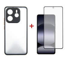 Чехол для мобильного телефона Dengos Kit Xiaomi Redmi Note 14 5G case Matte + glass (Black) (DG-KM-127)