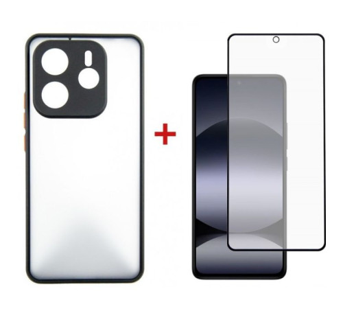 Чохол до мобільного телефона Dengos Kit Xiaomi Redmi Note 14 5G case Matte + glass (Black) (DG-KM-127)