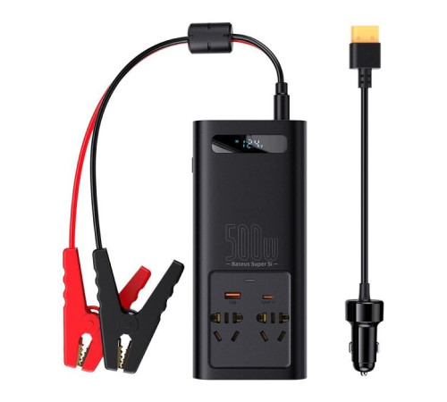 Автомобільний інвертор 12V/220V 500W Super Si Power Inverter CN/EU Black Baseus (CGNB000101)