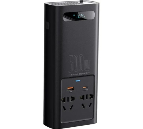 Автомобільний інвертор 12V/220V 500W Super Si Power Inverter CN/EU Black Baseus (CGNB000101)