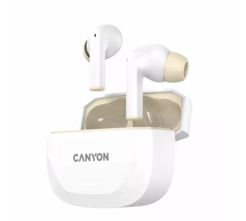 Наушники Canyon Hexagon 7 TWS ANC+ENC Wireless Charge White/Beige (CNS-TWS7WB)
