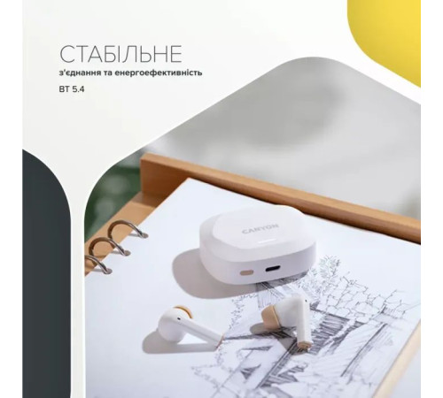 Наушники Canyon Hexagon 7 TWS ANC+ENC Wireless Charge White/Beige (CNS-TWS7WB)