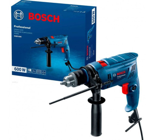 Дриль Bosch GSB 600, 600Вт, 1-10 мм, 3000 об/хв, 48000 уд/хв (0.601.1A0.320)