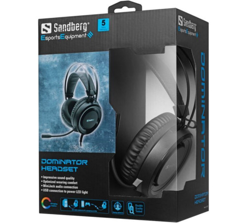 Навушники Sandberg Dominator Headset RGB Black (126-22)
