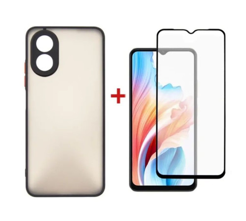 Чохол до мобільного телефона Dengos Kit for OPPO A38 case + glass (Black) (DG-KM-05)