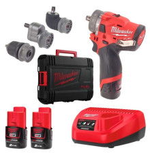 Шуруповерт Milwaukee M12 FPDXKIT-202X, 44Нм, 2x2Аг, 2 насадки, кейс (4933464138)