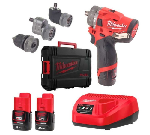 Шуруповерт Milwaukee M12 FPDXKIT-202X, 44Нм, 2x2Ач, 2 насадки, кейс (4933464138)