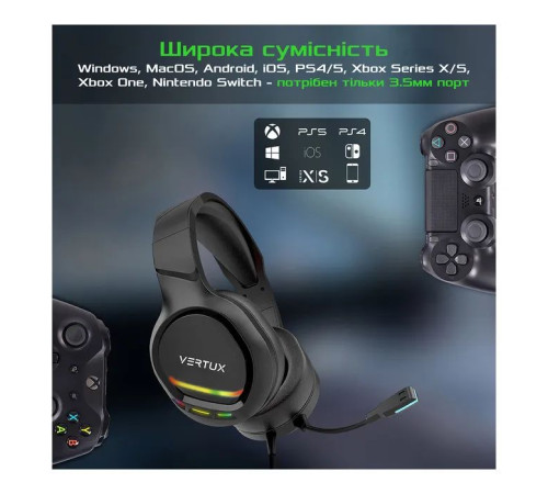 Навушники Vertux Tokyo 7.1 Mini Jack 3.5мм Black (tokyo.black)