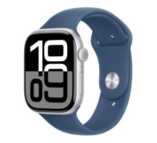 Смарт-годинник Apple Watch Series 10 GPS 46mm Silver Aluminium Case with Denim Sport Band - M/L (MWWM3QH/A)