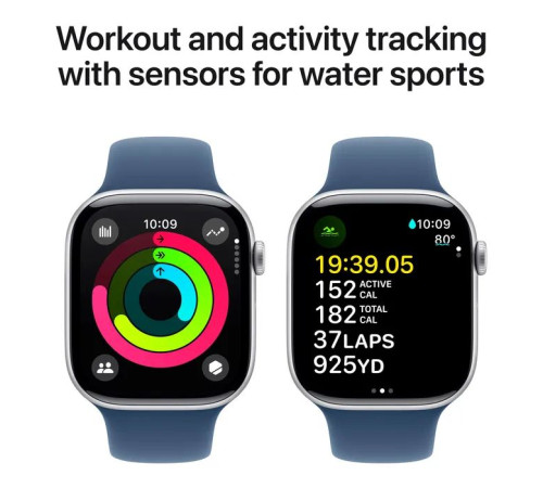 Смарт-годинник Apple Watch Series 10 GPS 46mm Silver Aluminium Case with Denim Sport Band - M/L (MWWM3QH/A)