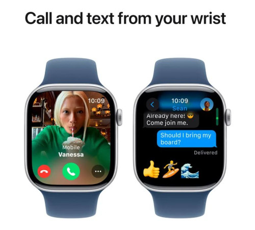 Смарт-годинник Apple Watch Series 10 GPS 46mm Silver Aluminium Case with Denim Sport Band - M/L (MWWM3QH/A)